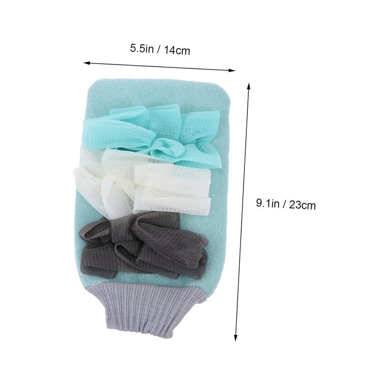 Blue Double Sided Bathing Gloves Soft Gentle Body Scrubber Towel for Shower Efficient Easy Storage - Image 2
